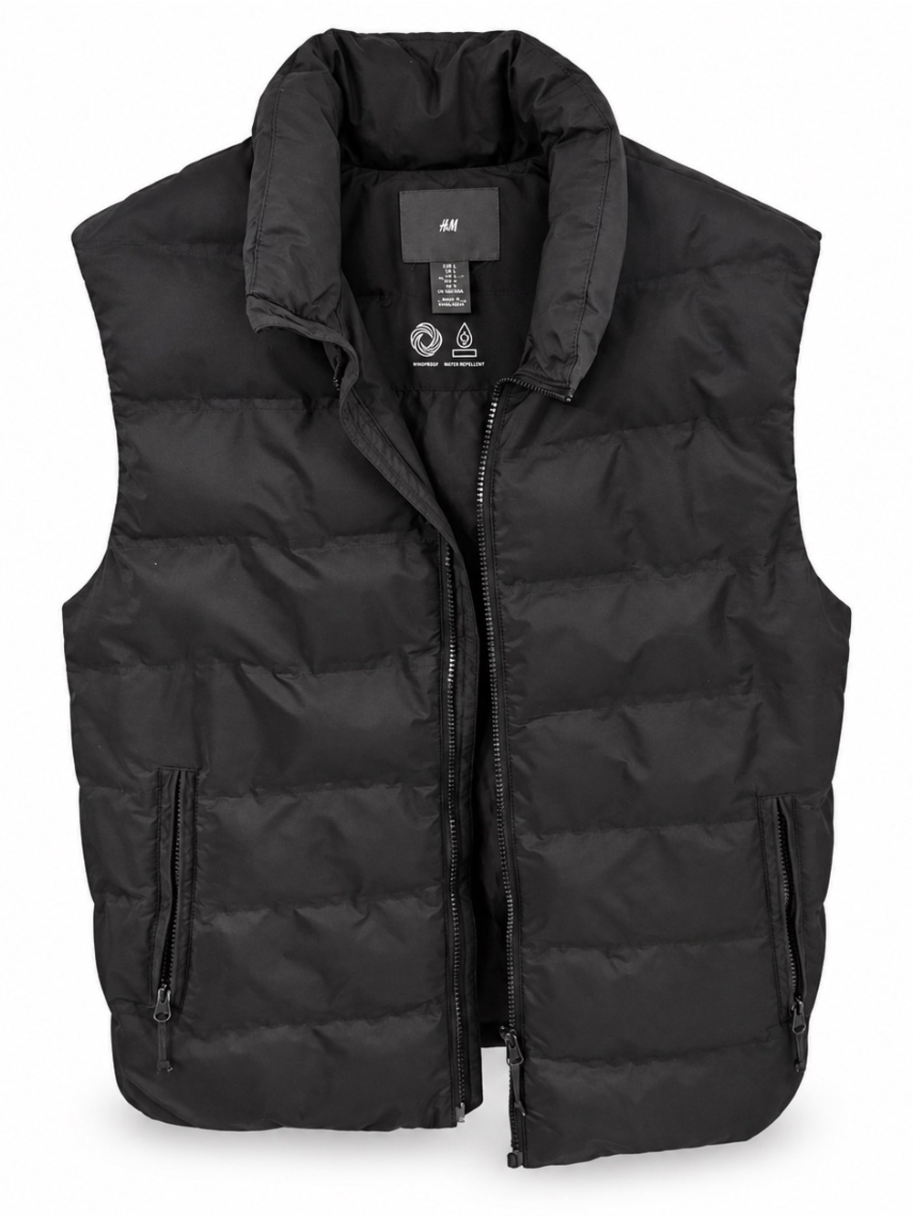 H&M Black Quilted Puffer Vest for Men